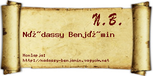 Nádassy Benjámin névjegykártya